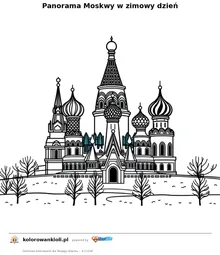 Panorama Moskwy w zimowy dzień — kolorowanka do wydruku dla dzieci