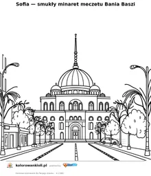 Sofia — smukły minaret meczetu Bania Baszi — kolorowanka do wydruku dla dzieci