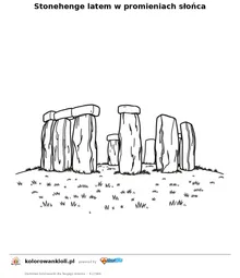Stonehenge latem w promieniach słońca — kolorowanka do wydruku dla dzieci