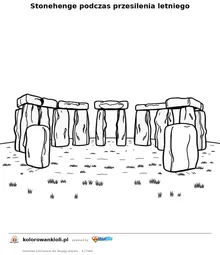 Stonehenge podczas przesilenia letniego — kolorowanka do wydruku dla dzieci