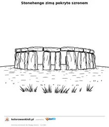 Stonehenge zimą pokryte szronem — kolorowanka do wydruku dla dzieci