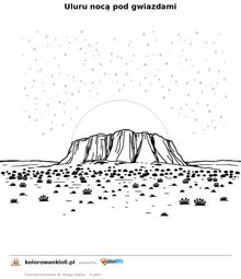 Uluru nocą pod gwiazdami — kolorowanka do wydruku dla dzieci