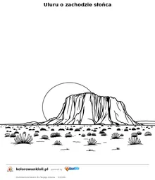 Uluru o zachodzie słońca — kolorowanka do wydruku dla dzieci
