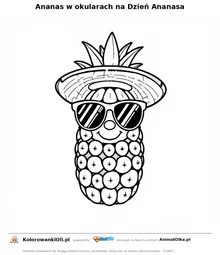 Ananas w okularach na Dzień Ananasa — kolorowanka na Dzień Ananasa do wydruku