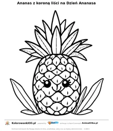 Ananas z koroną liści na Dzień Ananasa — kolorowanka na Dzień Ananasa do wydruku