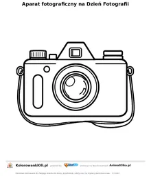 Aparat fotograficzny na Dzień Fotografii — kolorowanka na Dzień Fotografii do wydruku