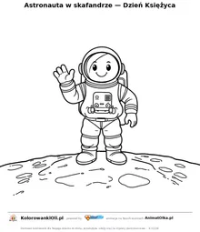 Astronauta w skafandrze — Dzień Księżyca — kolorowanka na Dzień Księżyca do wydruku