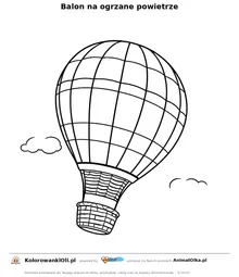 Balon na ogrzane powietrze — kolorowanka na Święto Lotnictwa Polskiego do wydruku
