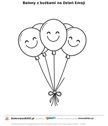 Balony z buźkami na Dzień Emoji — kolorowanka na Dzień Emoji do wydruku
