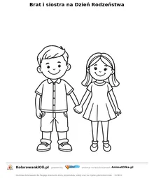 Brat i siostra na Dzień Rodzeństwa — kolorowanka na Dzień Rodzeństwa do wydruku