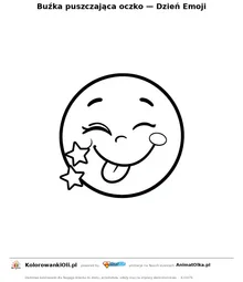 Buźka puszczająca oczko — Dzień Emoji — kolorowanka na Dzień Emoji do wydruku