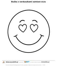 Buźka z serduszkami zamiast oczu — kolorowanka na Dzień Emoji do wydruku
