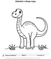 Diplodok z długą szyją — kolorowanka na Dzień Dinozaura do wydruku