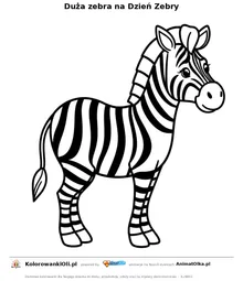 Duża zebra na Dzień Zebry — kolorowanka na Dzień Zebry do wydruku