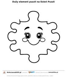 Duży element puzzli na Dzień Puzzli — kolorowanka na Dzień Puzzli do wydruku