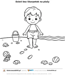 Dzień bez Skarpetek na plaży — kolorowanka na Dzień bez Skarpetek do wydruku