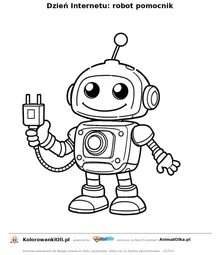 Dzień Internetu: robot pomocnik — kolorowanka na Dzień Internetu do wydruku