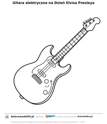 Gitara elektryczna na Dzień Elvisa Presleya — kolorowanka na Dzień Elvisa Presleya do wydruku