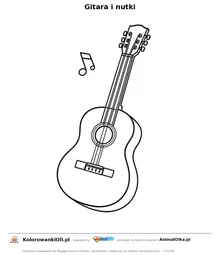 Gitara i nutki — kolorowanka na Dzień Młodzieży do wydruku