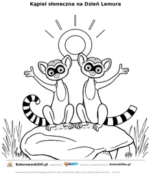 Kąpiel słoneczna na Dzień Lemura — kolorowanka na Dzień Lemura do wydruku