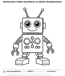 Kartonowy robot wynalazcy na Dzień Kreatywności — kolorowanka na Dzień Kreatywności i Innowacji do wydruku
