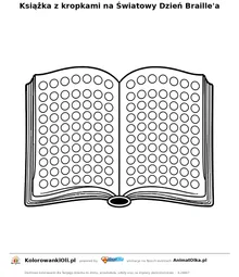 Książka z kropkami na Światowy Dzień Braille'a — kolorowanka na Światowy Dzień Braille'a do wydruku