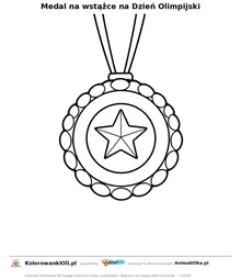 Medal na wstążce na Dzień Olimpijski — kolorowanka na Dzień Olimpijski do wydruku