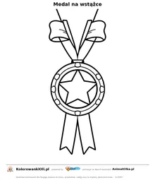 Medal na wstążce — kolorowanka na Dzień Sportu do wydruku