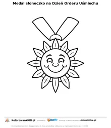 Medal słoneczko na Dzień Orderu Uśmiechu — kolorowanka na Dzień Orderu Uśmiechu do wydruku