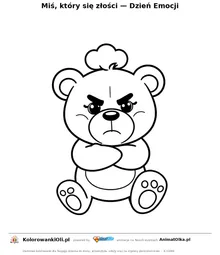 Miś, który się złości — Dzień Emocji — kolorowanka na Dzień Emocji do wydruku