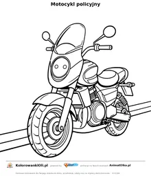 Motocykl policyjny — kolorowanka na Dzień Policjanta do wydruku