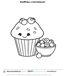 Muffinka z borówkami — kolorowanka na Dzień Borówki do wydruku