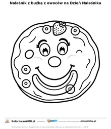 Naleśnik z buźką z owoców na Dzień Naleśnika — kolorowanka na Dzień Naleśnika do wydruku