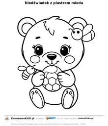 Niedźwiadek z plastrem miodu — kolorowanka na Dzień Niedźwiedzia Grizzly do wydruku