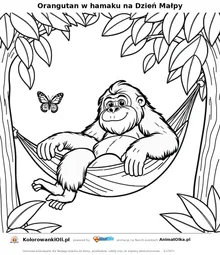 Orangutan w hamaku na Dzień Małpy — kolorowanka na Dzień Małpy do wydruku