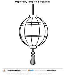 Papierowy lampion z frędzlem — kolorowanka na Dzień Języka Chińskiego do wydruku