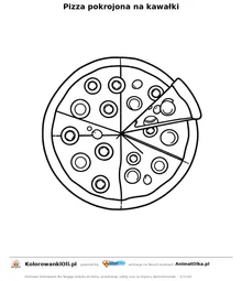 Pizza pokrojona na kawałki — kolorowanka na Dzień Aproksymacji Pi do wydruku