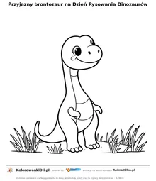 Przyjazny brontozaur na Dzień Rysowania Dinozaurów — kolorowanka na Dzień Rysowania Dinozaurów do wydruku