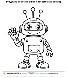 Przyjazny robot na Dzień Fantastyki Naukowej — kolorowanka na Dzień Fantastyki Naukowej do wydruku