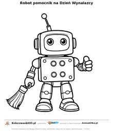 Robot pomocnik na Dzień Wynalazcy — kolorowanka na Dzień Wynalazcy do wydruku