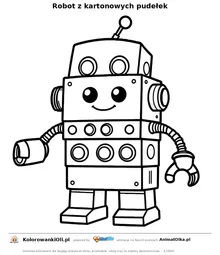 Robot z kartonowych pudełek — kolorowanka na Dzień Recyklingu do wydruku
