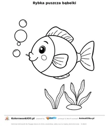 Rybka puszcza bąbelki — kolorowanka na Dzień Ryby do wydruku