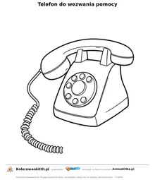 Telefon do wezwania pomocy — kolorowanka na Dzień Numeru Alarmowego do wydruku