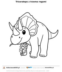 Triceratops z trzema rogami — kolorowanka na Dzień Dinozaura do wydruku