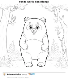 Panda wśród lian dżungli — kolorowanka do wydruku dla dzieci