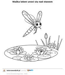 Ważka latem unosi się nad stawem — kolorowanka do wydruku dla dzieci